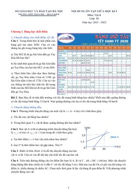 Đề cương ôn tập giữa học kì 1 môn Vật lý lớp 10 Trường THPT Trần Phú - Hoàn Kiếm năm 2021 - 2022