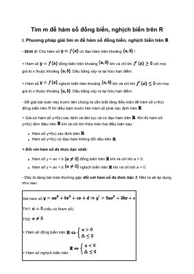 Tìm m để hàm số đồng biến nghịch biến
