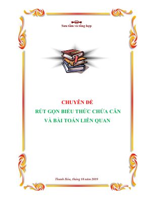Chuyên đề rút gọn biểu thức chứa căn và bài toán liên quan
