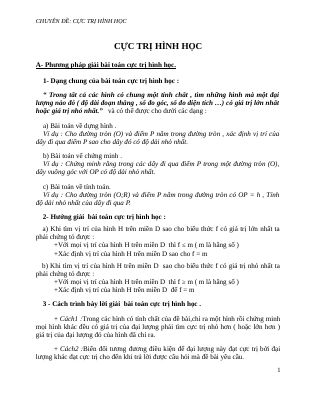 Chuyên đề cực trị Hình học 9