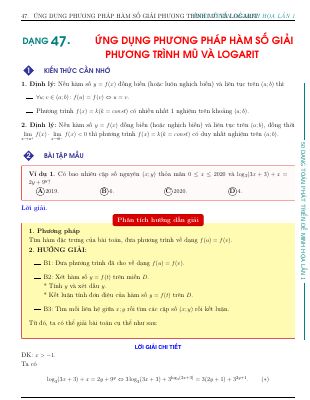 Bài tập ứng dụng phương trình hàm số giải phương trình mũ và logarit