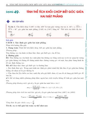 Bài tập tính thể tích của khối chóp biết góc giữa 2 mặt phẳng