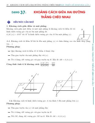 Bài tập khoảng cách giữa 2 đường thẳng chéo nhau