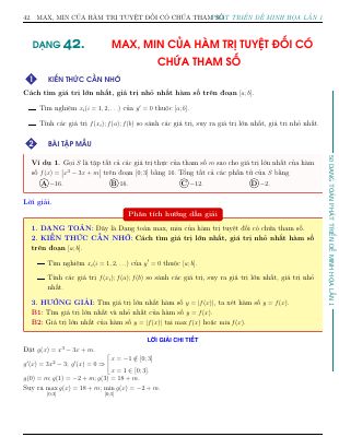 Bài tập Max Min của hàm trị tuyệt đối có chứa tham số