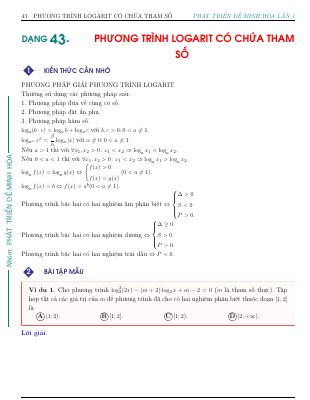 Bài tập phương trình logarit có chứa tham số