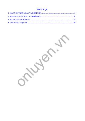 Lý thuyết và Bài tập Trắc nghiệm phần Nón - Trụ - Cầu