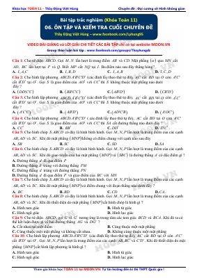Bài tập trắc nghiệm về hình không gian môn toán lớp 11
