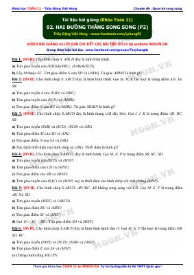 Bài 2 Bài tập có đáp án chi tiết về hai đường thẳng song song của thầy Đặng Việt Hùng