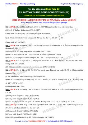 Bài 1 Bài tập có đáp án chi tiết về đường phẳng song song với mặt phẳng của thầy Đặng Việt Hùng