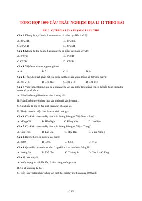 1090 câu hỏi trắc nghiệm địa lí lớp 12