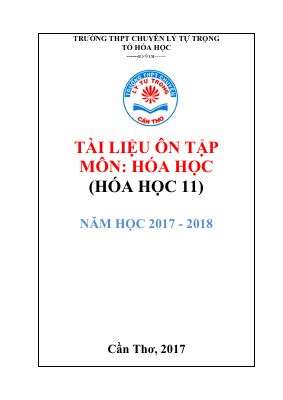 Lý thuyết và bài tập về Sự điện ly môn Hóa lớp 11 THPT chuyên Lý Tự trọng có đáp án