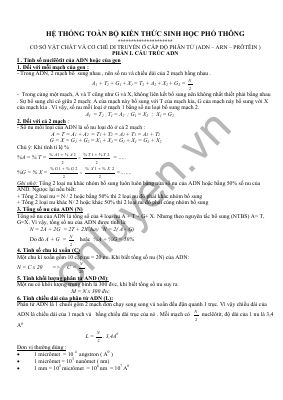 HỆ THỐNG CÔNG THỨC SINH HỌC THPT
