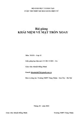 Khái niệm về mặt tròn xoay