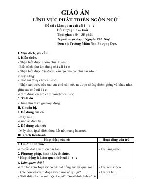 Làm quen chữ cái i - t - c