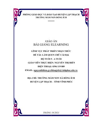 Làm quen chữ cái h,k