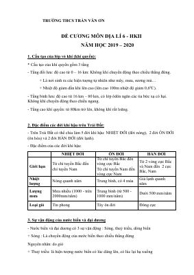 Đề cương ôn thi học kì 2 môn Địa lớp 6 năm 2019 - 2020
