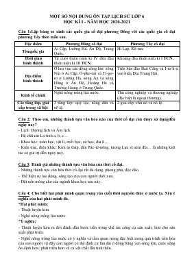 Đề cương ôn tập học kì 1 môn Sử lớp 6 năm 2020 - 2021 THCS Đinh Tiên Hoàng