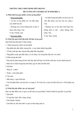 Đề cương ôn thi học kì 2 môn Sinh lớp 6