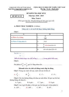 Đề thi thử học kì 2 môn Toán lớp 6 có đáp án chi tiết