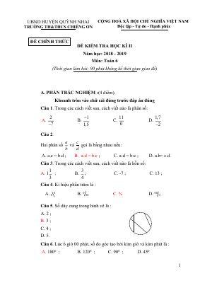 Đề thi thử học kì 2 môn Toán lớp 6 có lời giải hay