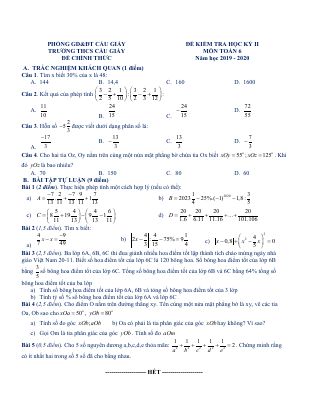 Đề thi học kì 2 Toán 6 năm 2019  2020 THCS Cầu Giấy  Hà Nội