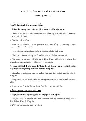 Đề cương ôn tập học kì 1 môn Sử lớp 7 chọn lọc