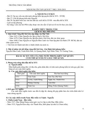 Đề cương ôn tập học kì 2 môn Sử lớp 7 năm 2018 - 2019
