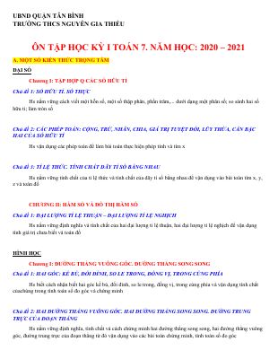 Đề cương ôn tập học kì 1 môn Toán lớp 7 năm 2020 - 2021 THPT Nguyễn Gia Thiều