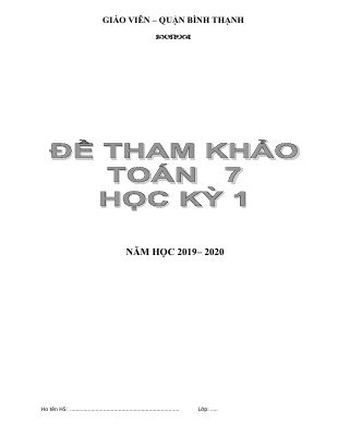 Đề thi thử học kì 1 môn Toán lớp 7 năm 2019 - 2020 có đáp án