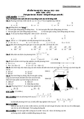 Bộ đề thi học kì 2 môn Toán lớp 8 - Đề 2
