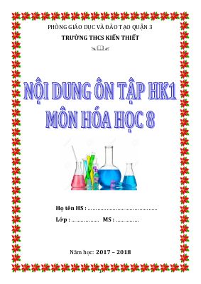 Đề cương ôn tập học kì 1 môn Hóa lớp 8 THCS Kiến Thiết chọn lọc