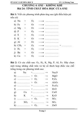 Bài tập trắc nghiệm Hóa lớp 8 - Chương Oxi Không khí