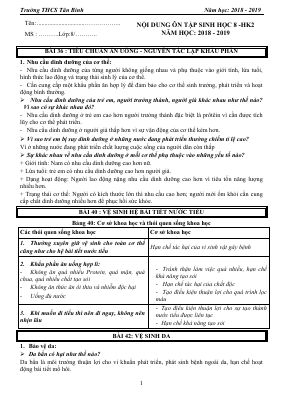 Đề cương ôn tập học kì 2 môn Sinh lớp 8 năm 2018 - 2019