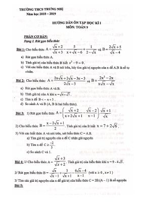 2 Dạng Toán hay gặp trong đề thi học kì 1 môn Toán lớp 9