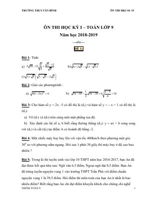 14 Đề thi học kì 1 môn Toán lớp 9 THCS Tâm Bình chọn lọc