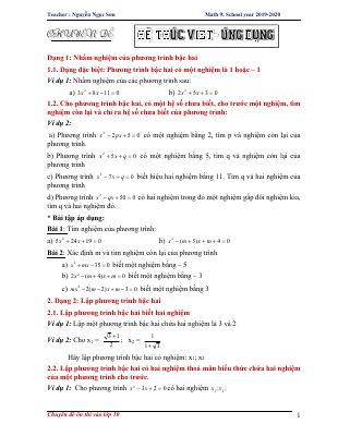 Chuyên đề hệ thức Vi-et và ứng dụng  Nguyễn Ngọc Sơn