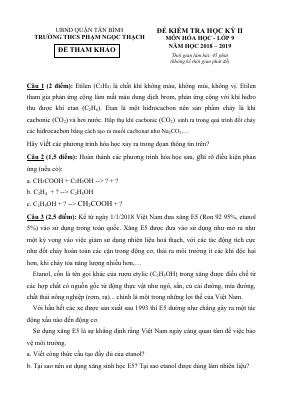 Đề thi học kì 2 môn Hóa lớp 9 THCS Phạm Ngọc Thạch có lời giải hay