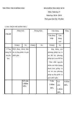 Đề thi học kì 2 môn Sinh lớp 9 có lời giải hay