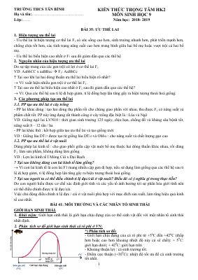 Đề cương ôn tập học kì 2 môn Sinh lớp 9 năm 2018 - 2019