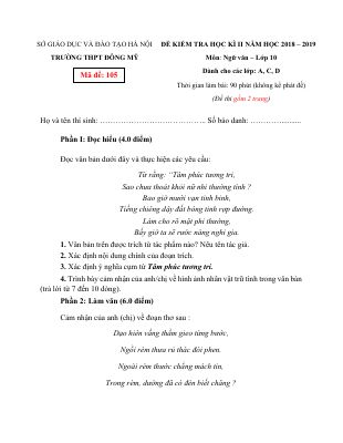 2 Đề thi học kỳ 2 môn Văn lớp 10 chọn lọc