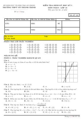 4 Đề thi học kì 1 môn Toán lớp 10 THPT Võ Thành Trinh