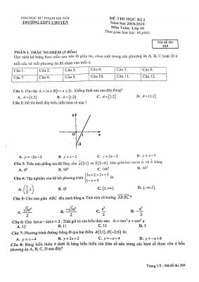 Đề thi học kì 1 môn Toán lớp 10 THPT chuyên ĐHSP