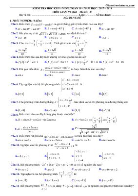 4 Đề thi thử học kì 2 môn Toán lớp 10 chọn lọc