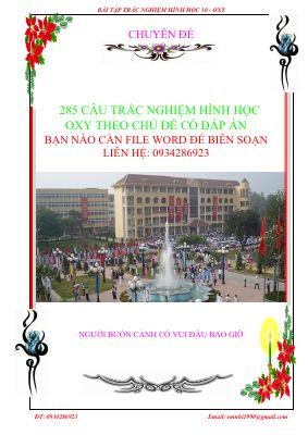 285 câu trắc nghiệm hình học Oxy theo chủ đề có đáp án  Phạm Văn Huy