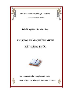 12 phương pháp chứng minh bất đẳng thức  Lớp 10 chuyên Toán Quảng Bình (2012  2015)