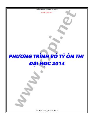 Ebook phương trình vô tỷ ôn thi đại học 2014 của điễn đàn toán thpt