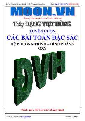 Ebook tuyển chọn các bài toán đặc sắc về hệ phương trình hình phẳng oxy của thầy đặng việt hùng