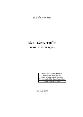 Ebook bất đẳng thức định lý và áp dụng của nguyễn văn mậu