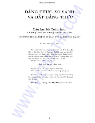 Ebook đẳng thức so sánh và bất đẳng thức môn toán của câu lạc bộ toán học