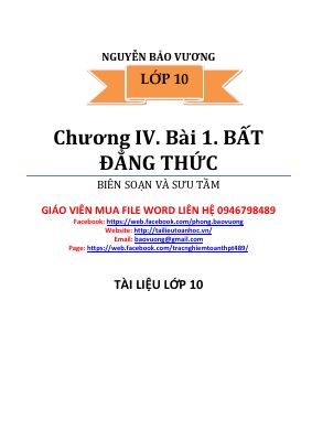 Phân dạng và bài tập chuyên đề bất đẳng thức  bất phương trình  Nguyễn Bảo Vương